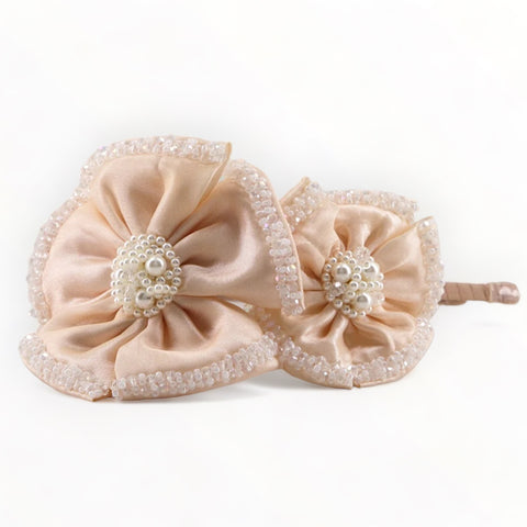 Girls Blush satin flower hair accessories