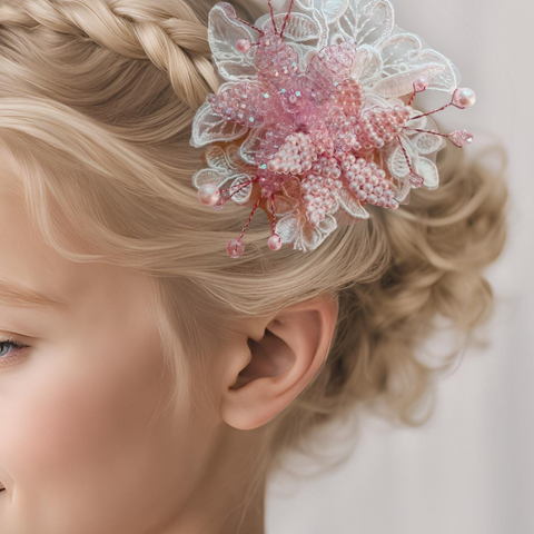 Best luxury flower girl and bridesmaid hair accessories, designed and handmade by Sienna Likes to Party - bespoke, elegant hair accessories for children