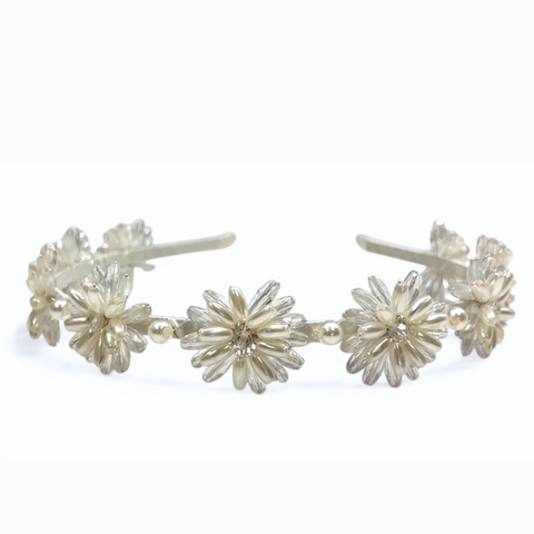 The most elegant ivory pearl and crystal childs headband.  Entirely handmade with with ivory crystals and pearls, making it the most perfect unique flower girl, wedding or girls special occasion hair accessory by Sienna Likes to Party