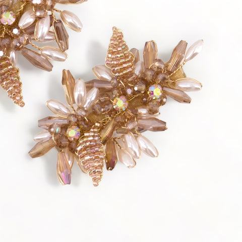 Lily Rose Clip Set by Sienna Likes to Party – handmade blush crystal and white pearl hair clips on stainless alligator clips, perfect for weddings and special occasions