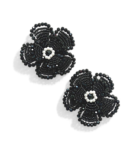 Best girls crystal hair accessories.  Handmade flower kids clip set with black crystals and pearl centre.  Designed and hand crafted by Sienna Likes to Party