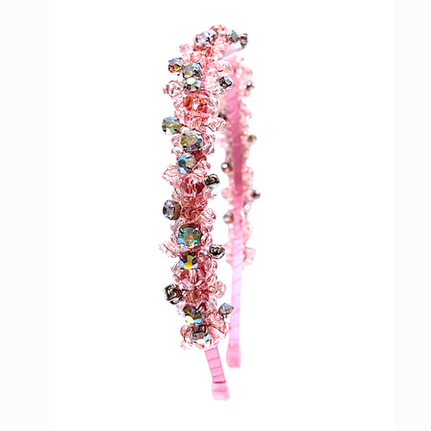 Best handcrafted girls luxury pink crystal headband perfect for special occasions.  The elegant Andrea childs tiara is perfect for flower girls, weddings and milestone occasionwear by Sienna Likes to Party