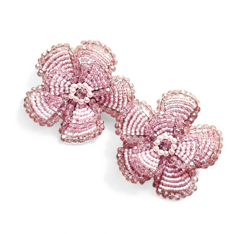 Best girls pink crystal flower hair clip set.  Each flower is handcrafted with pink crystals and pearls by Sienna Sienna Likes to Party.  Perfect for weddings and birthday parties