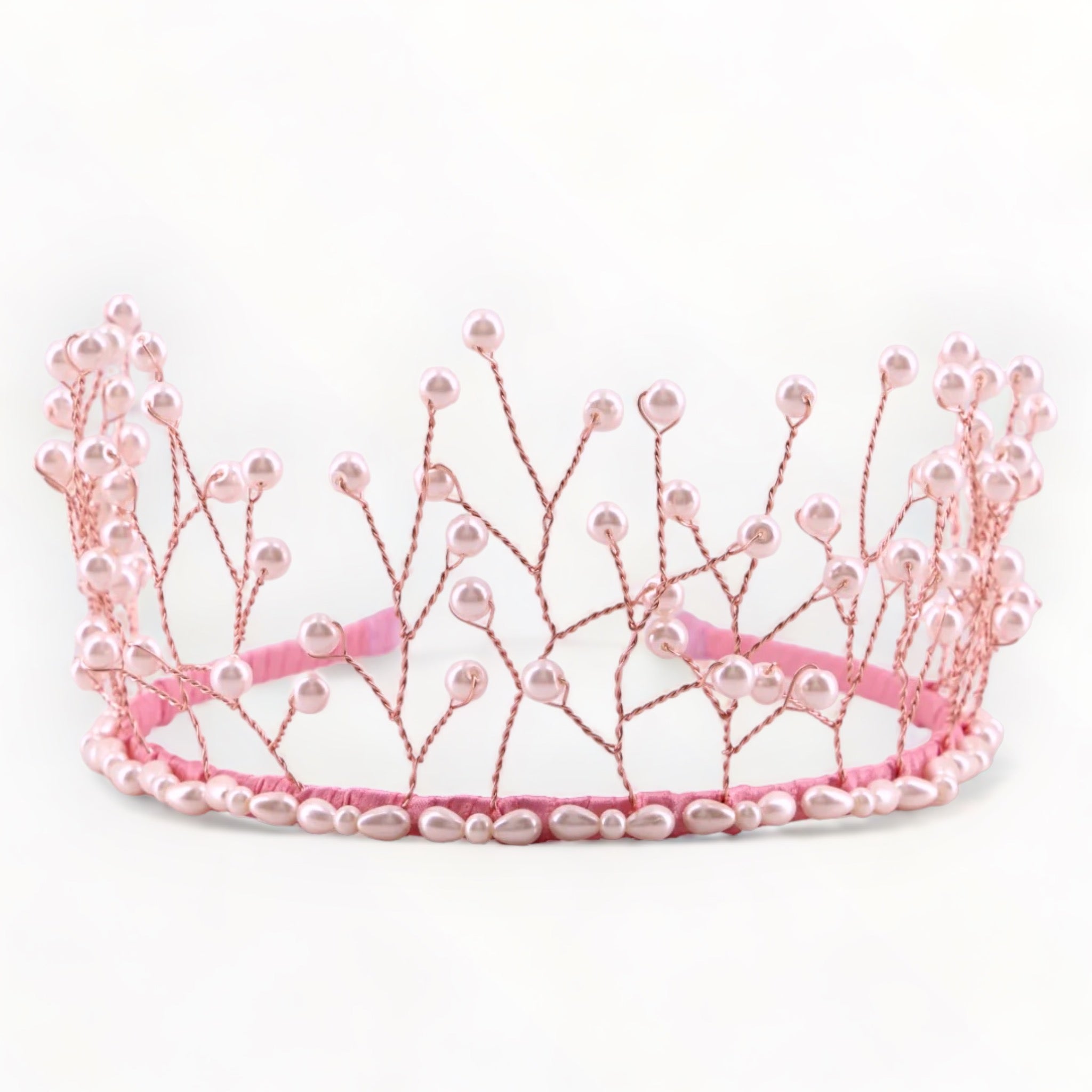 Designer Flower Girl Crown  Evangeline Rose Gold & Pink Pearl