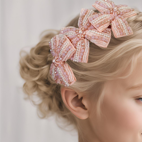 The Jolie Girls Bow Handmade Crystal and Pearl Headband