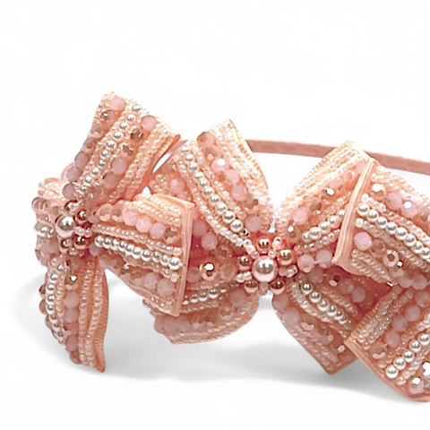 The Jolie Girls Bow Handmade Crystal and Pearl Headband