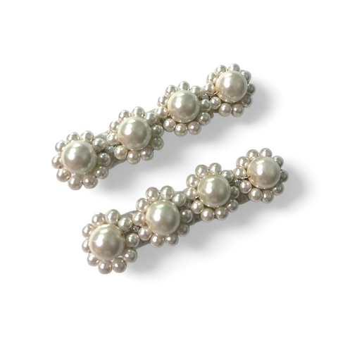 Designer Girls pearl hair clip set - ivory