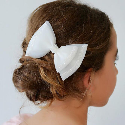 Girls designer hair bows - white