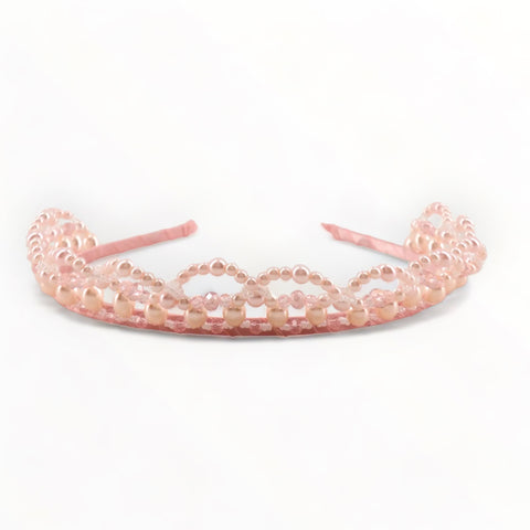 Buy the best Princess Crown in Pink For Children.  Entirely hand made with pink pearls and crystals to create a bespoke